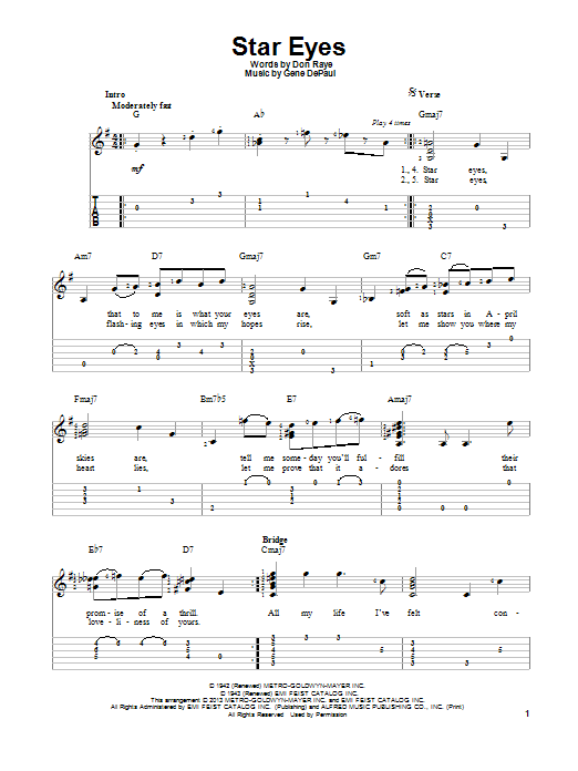 Download Charlie Parker Star Eyes Sheet Music and learn how to play Easy Guitar Tab PDF digital score in minutes