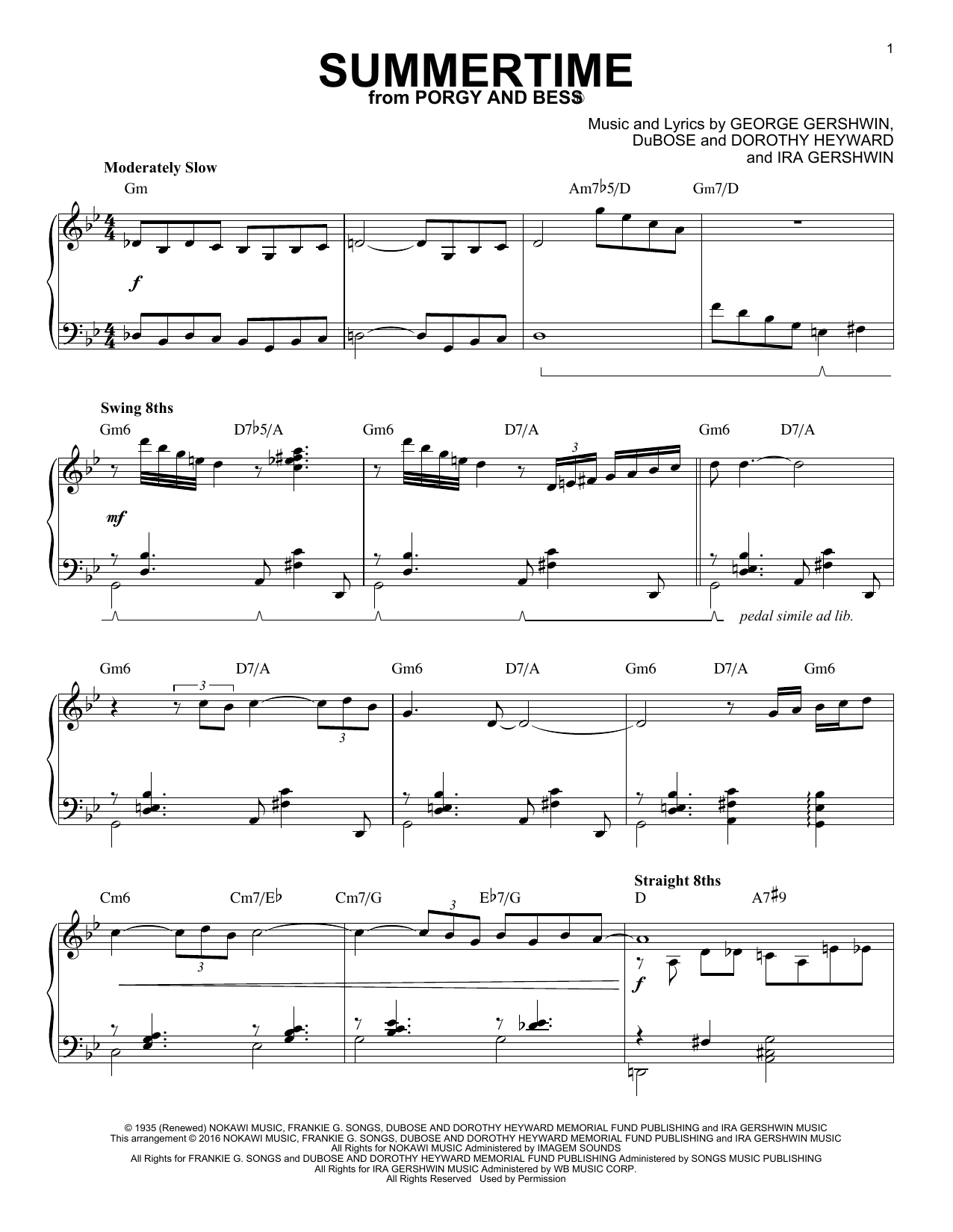 Download Charlie Parker Summertime Sheet Music and learn how to play Piano PDF digital score in minutes