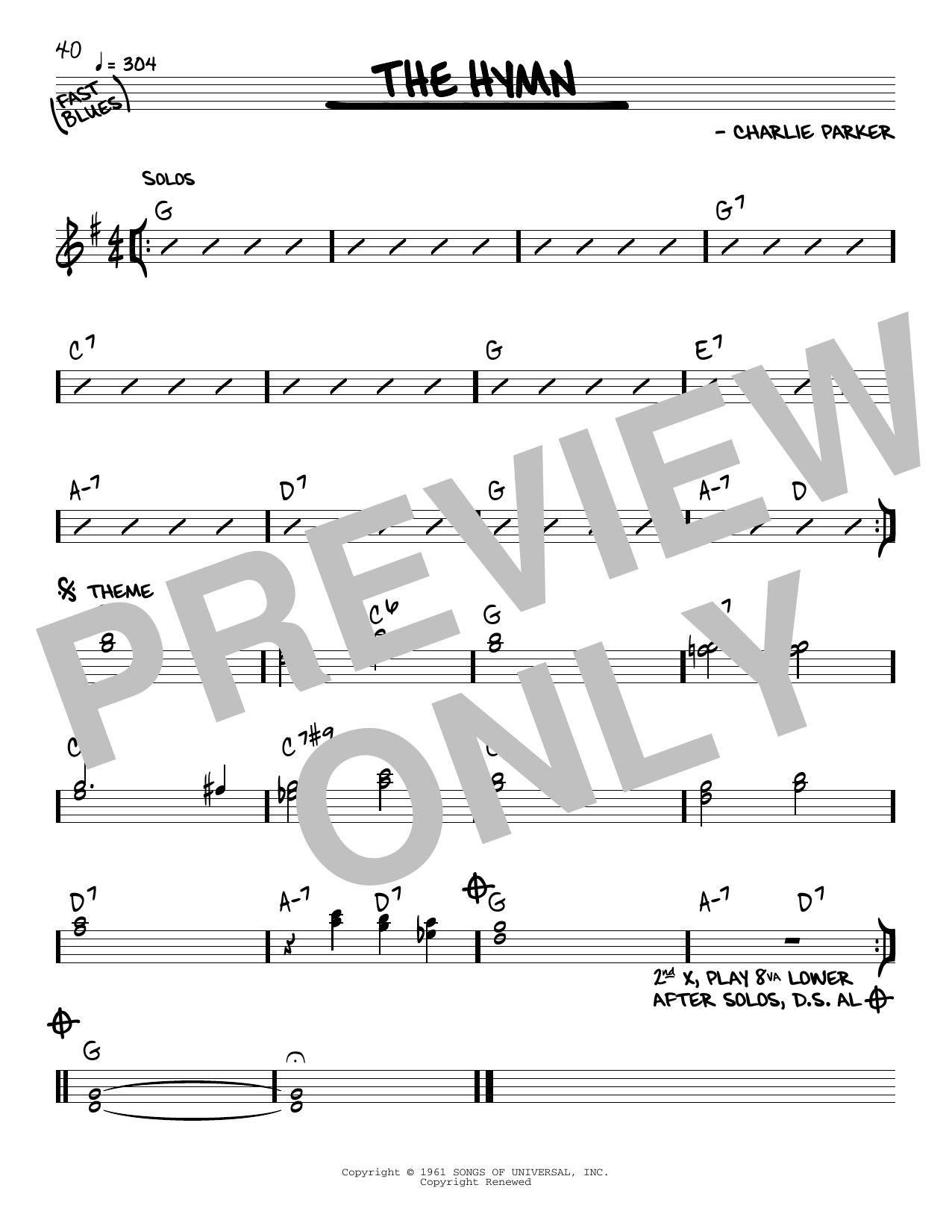 Download Charlie Parker The Hymn Sheet Music and learn how to play Real Book – Melody & Chords PDF digital score in minutes