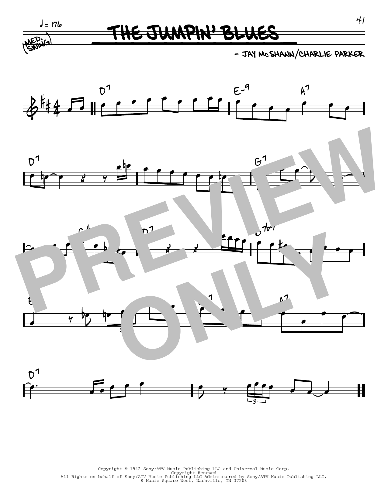 Download Charlie Parker The Jumpin' Blues Sheet Music and learn how to play Real Book – Melody & Chords PDF digital score in minutes