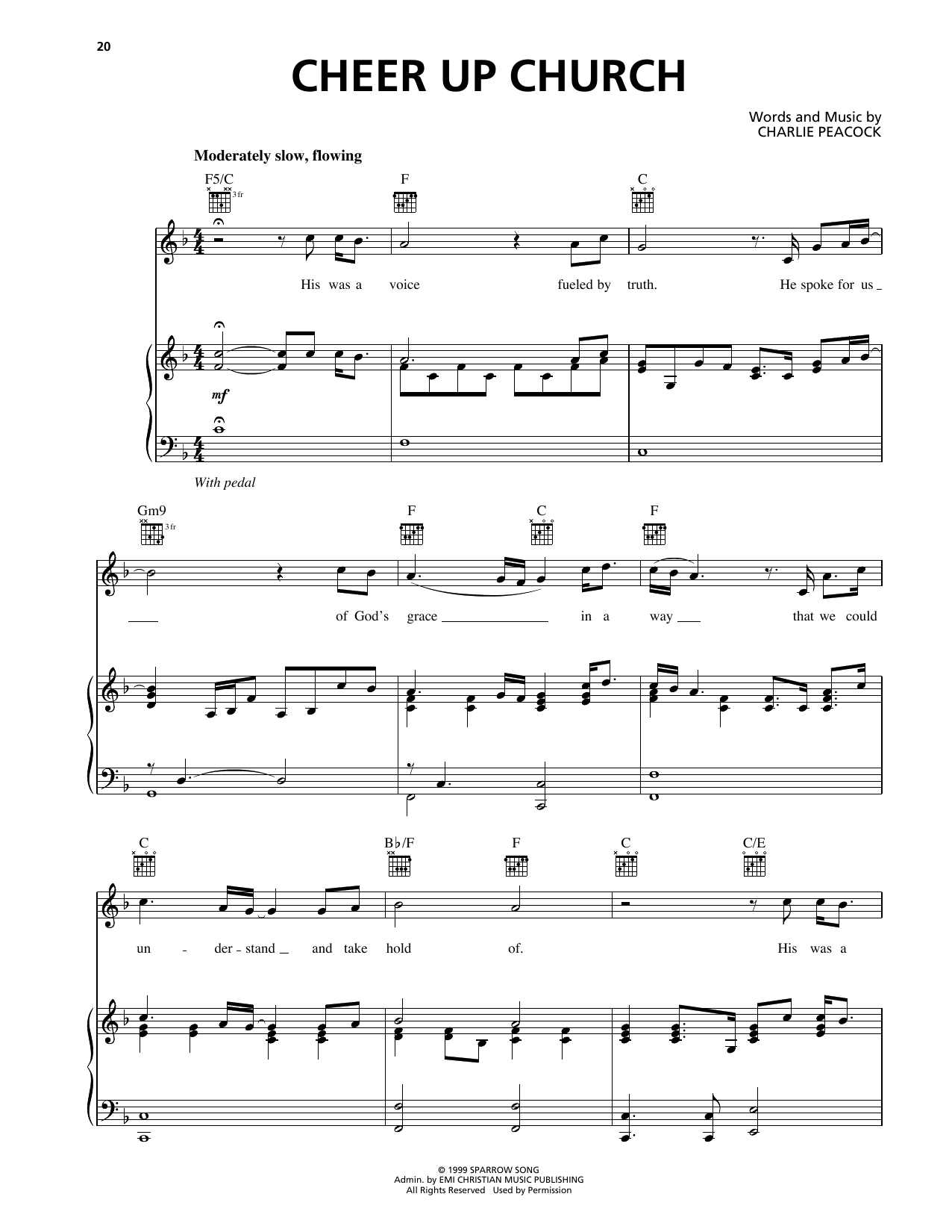 Download Charlie Peacock Cheer Up Church Sheet Music and learn how to play Piano, Vocal & Guitar Chords (Right-Hand Melody) PDF digital score in minutes
