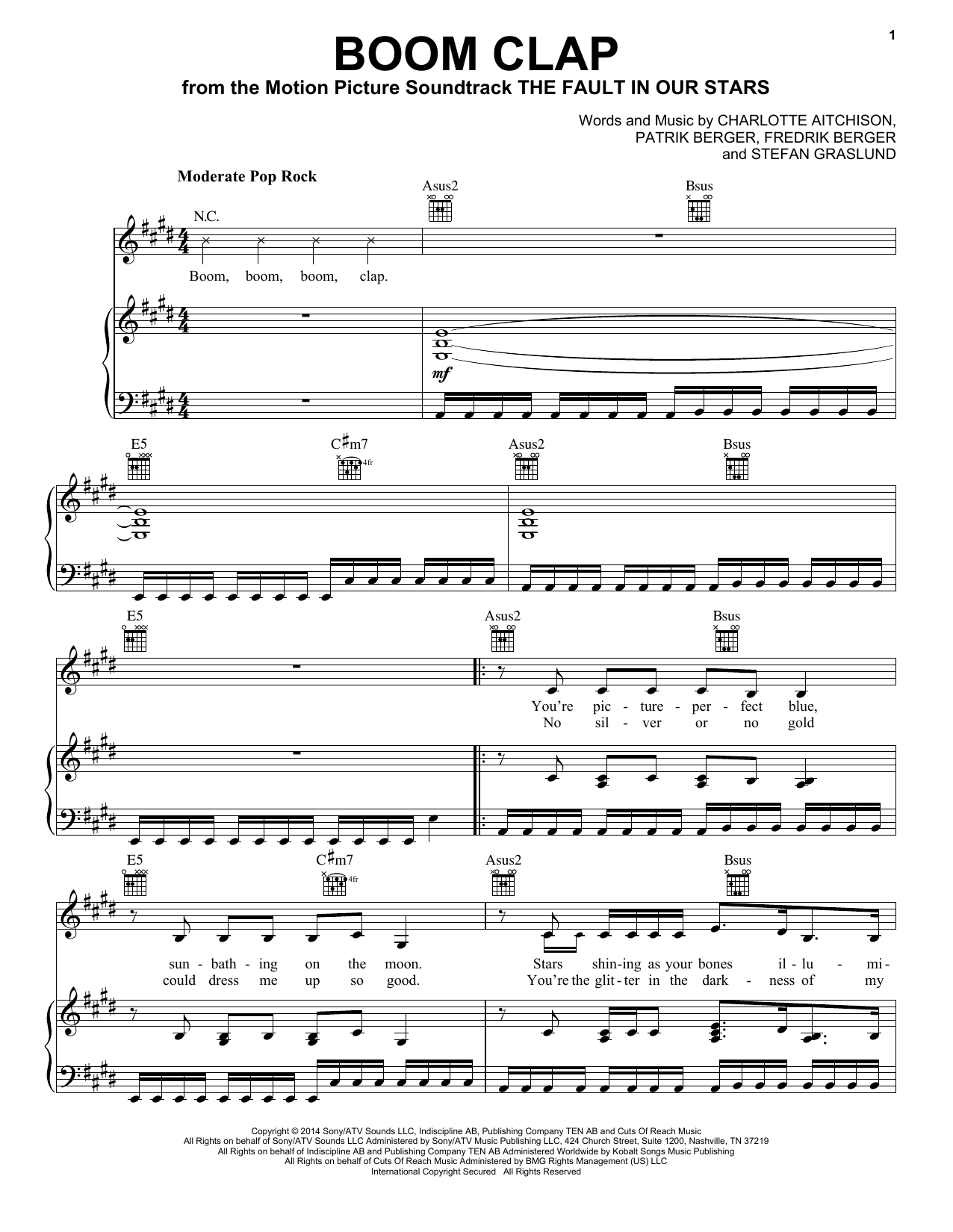 Download Charli XCX Boom Clap Sheet Music and learn how to play Piano, Vocal & Guitar (Right-Hand Melody) PDF digital score in minutes