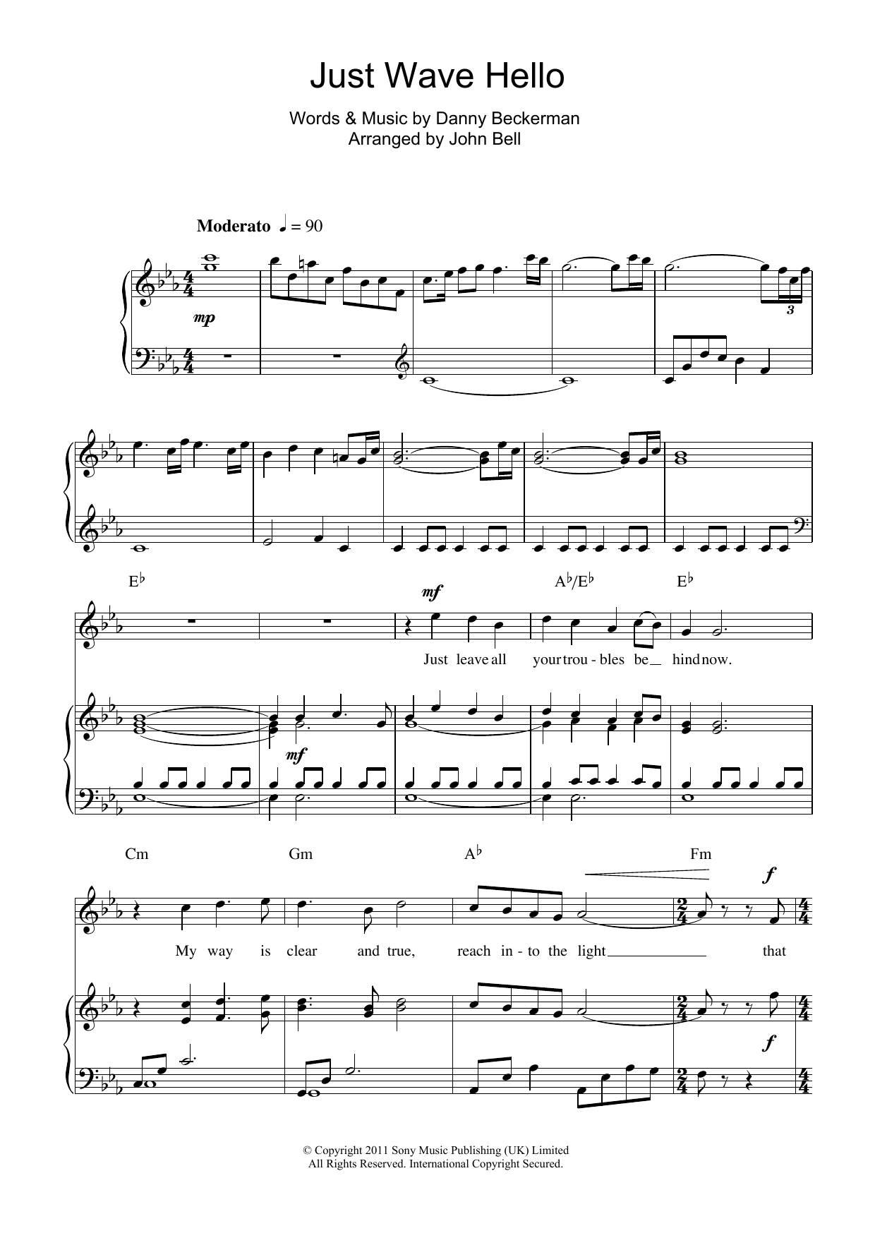 Download Charlotte Church Just Wave Hello Sheet Music and learn how to play Piano, Vocal & Guitar (Right-Hand Melody) PDF digital score in minutes