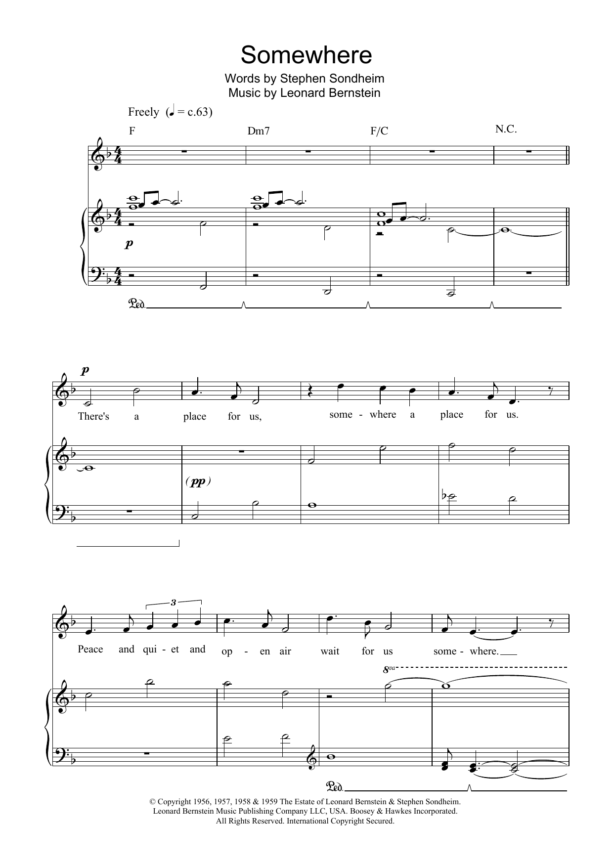 Download Charlotte Church Somewhere (from West Side Story) Sheet Music and learn how to play Piano, Vocal & Guitar PDF digital score in minutes