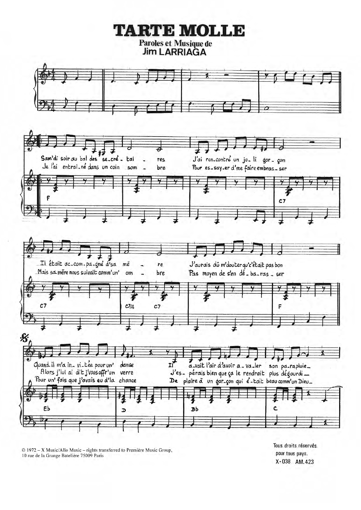 Download Charlotte Julian Tarte Molle Sheet Music and learn how to play Piano & Vocal PDF digital score in minutes