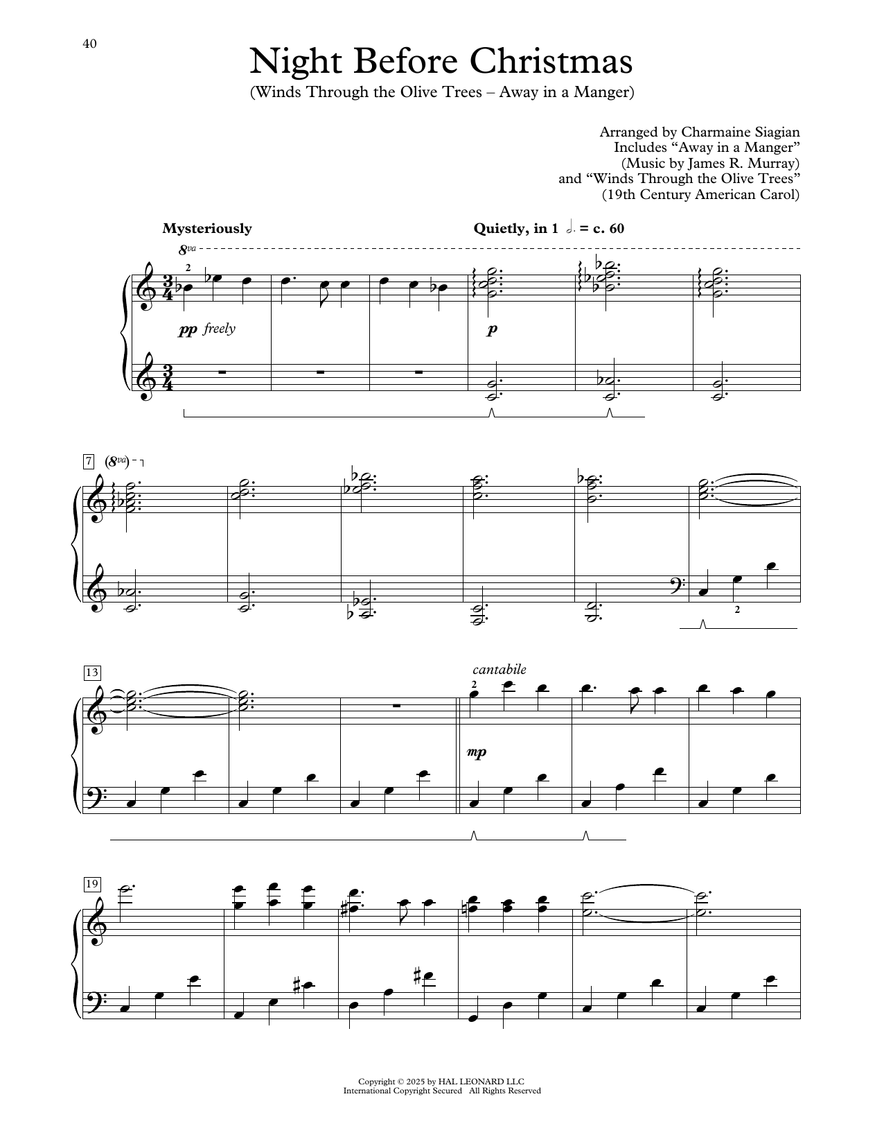 Download Charmaine Siagian Night Before Christmas Sheet Music and learn how to play Educational Piano PDF digital score in minutes