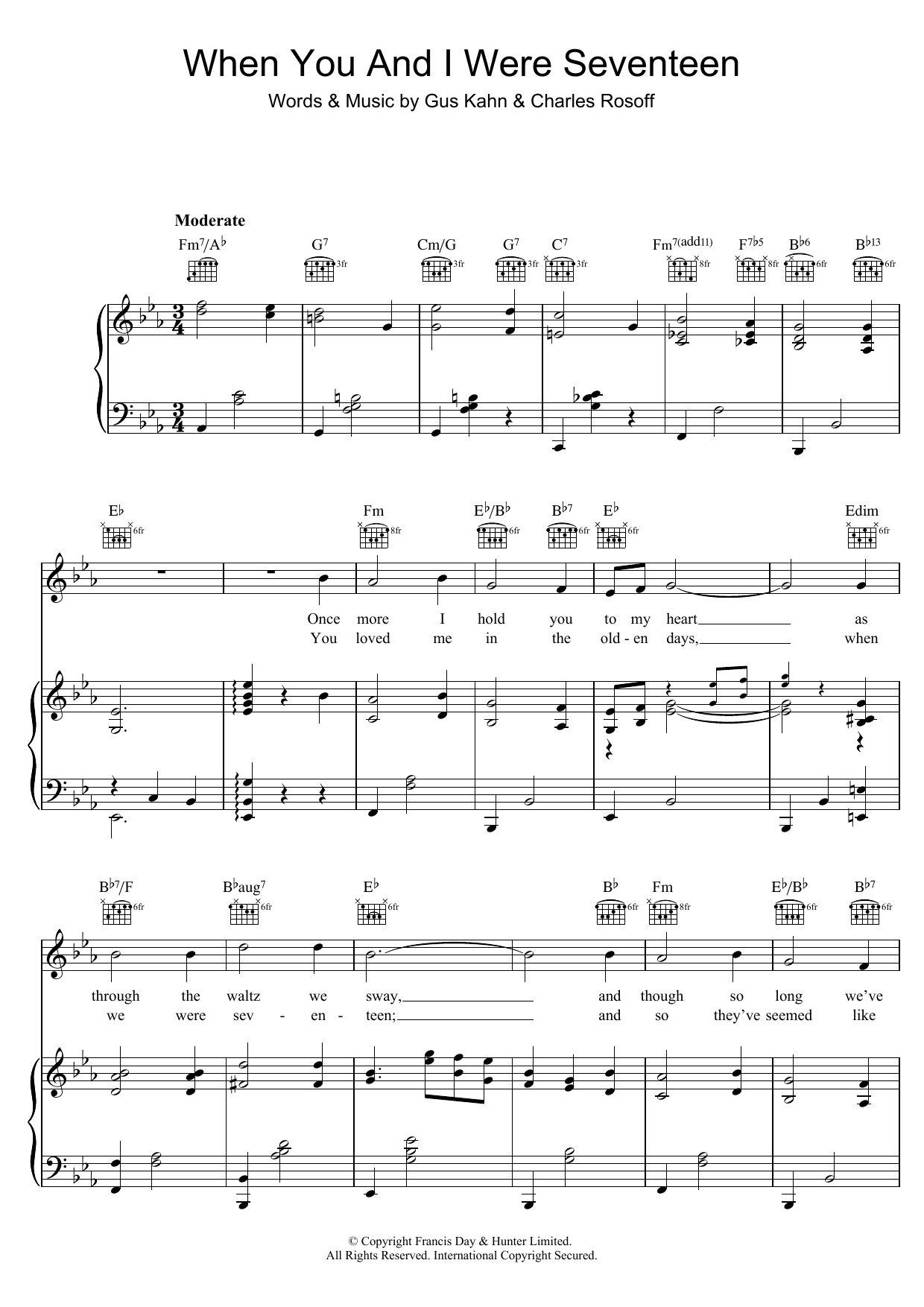Download Chas Rosoff When You And I Were Seventeen Sheet Music and learn how to play Piano, Vocal & Guitar (Right-Hand Melody) PDF digital score in minutes