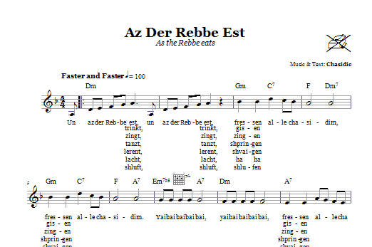 Download Chasidic Az Der Rebbe Est (As The Rebbe Eats) Sheet Music and learn how to play Melody Line, Lyrics & Chords PDF digital score in minutes