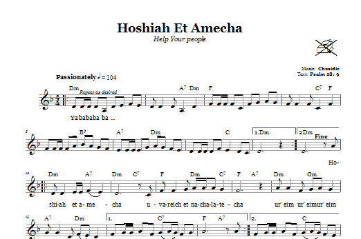 Download Chasidic Hoshiah Et Amecha (Help Your People) Sheet Music and learn how to play Melody Line, Lyrics & Chords PDF digital score in minutes