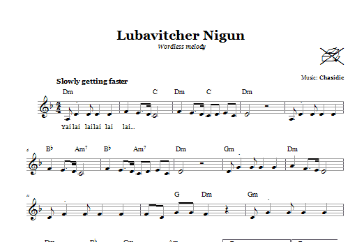 Download Chasidic Lubavitcher Nigun (Wordless Melody) Sheet Music and learn how to play Melody Line, Lyrics & Chords PDF digital score in minutes