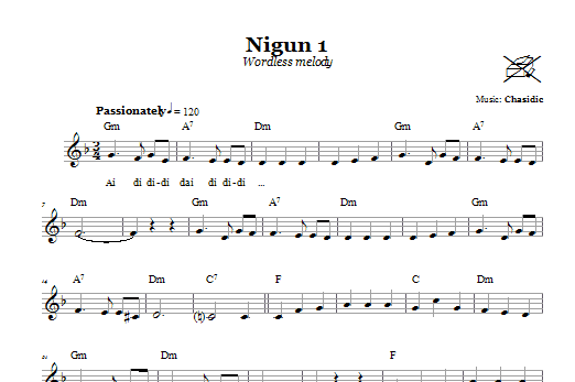 Download Chasidic Nigun 1 (Wordless Melody) Sheet Music and learn how to play Melody Line, Lyrics & Chords PDF digital score in minutes