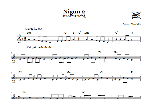 Download Chasidic Nigun 2 (Wordless Melody) Sheet Music and learn how to play Melody Line, Lyrics & Chords PDF digital score in minutes