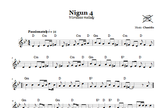 Download Chasidic Nigun 4 (Wordless Melody) Sheet Music and learn how to play Melody Line, Lyrics & Chords PDF digital score in minutes