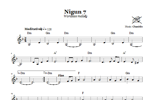 Download Chasidic Nigun 7 (Wordless Melody) Sheet Music and learn how to play Melody Line, Lyrics & Chords PDF digital score in minutes