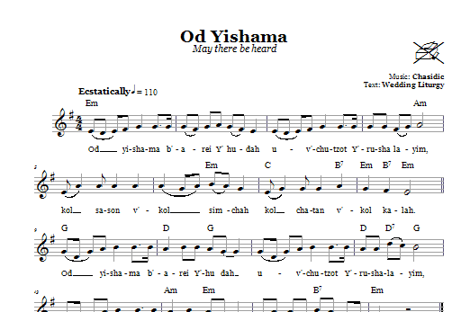 Download Chasidic Od Yishama (May There Be Heard Again) Sheet Music and learn how to play Melody Line, Lyrics & Chords PDF digital score in minutes