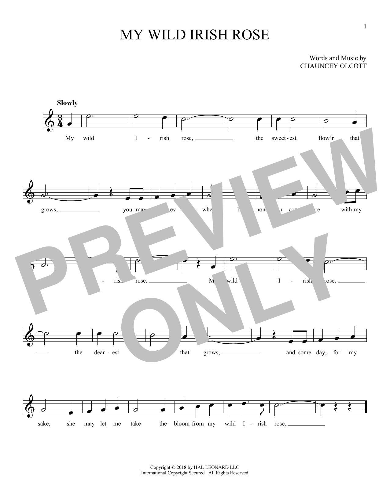 Download Chauncey Olcott Sheet Music and learn how to play Piano, Vocal & Guitar (Right-Hand Melody) PDF score in minutes