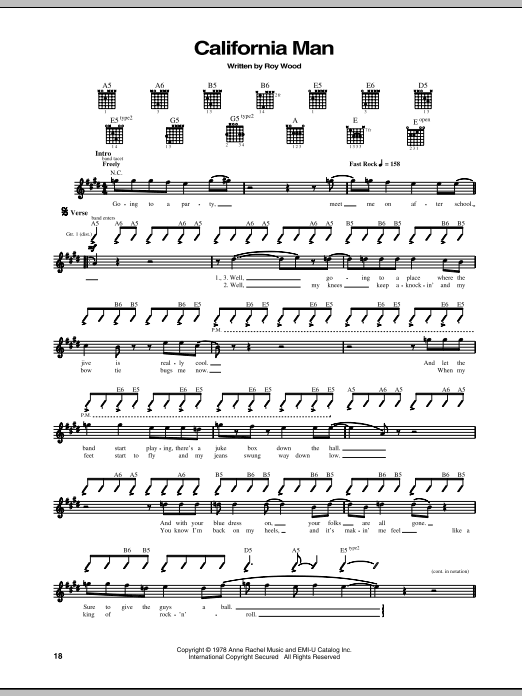 Download Cheap Trick California Man Sheet Music and learn how to play Guitar Tab PDF digital score in minutes