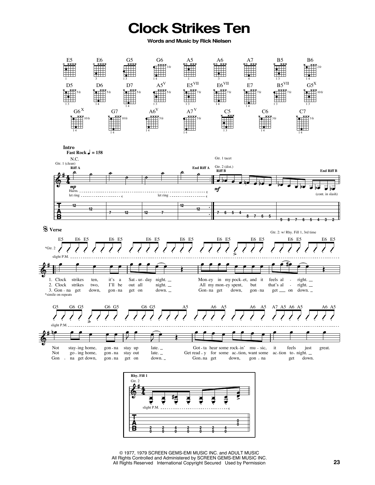 Download Cheap Trick Clock Strikes Ten Sheet Music and learn how to play Guitar Tab PDF digital score in minutes