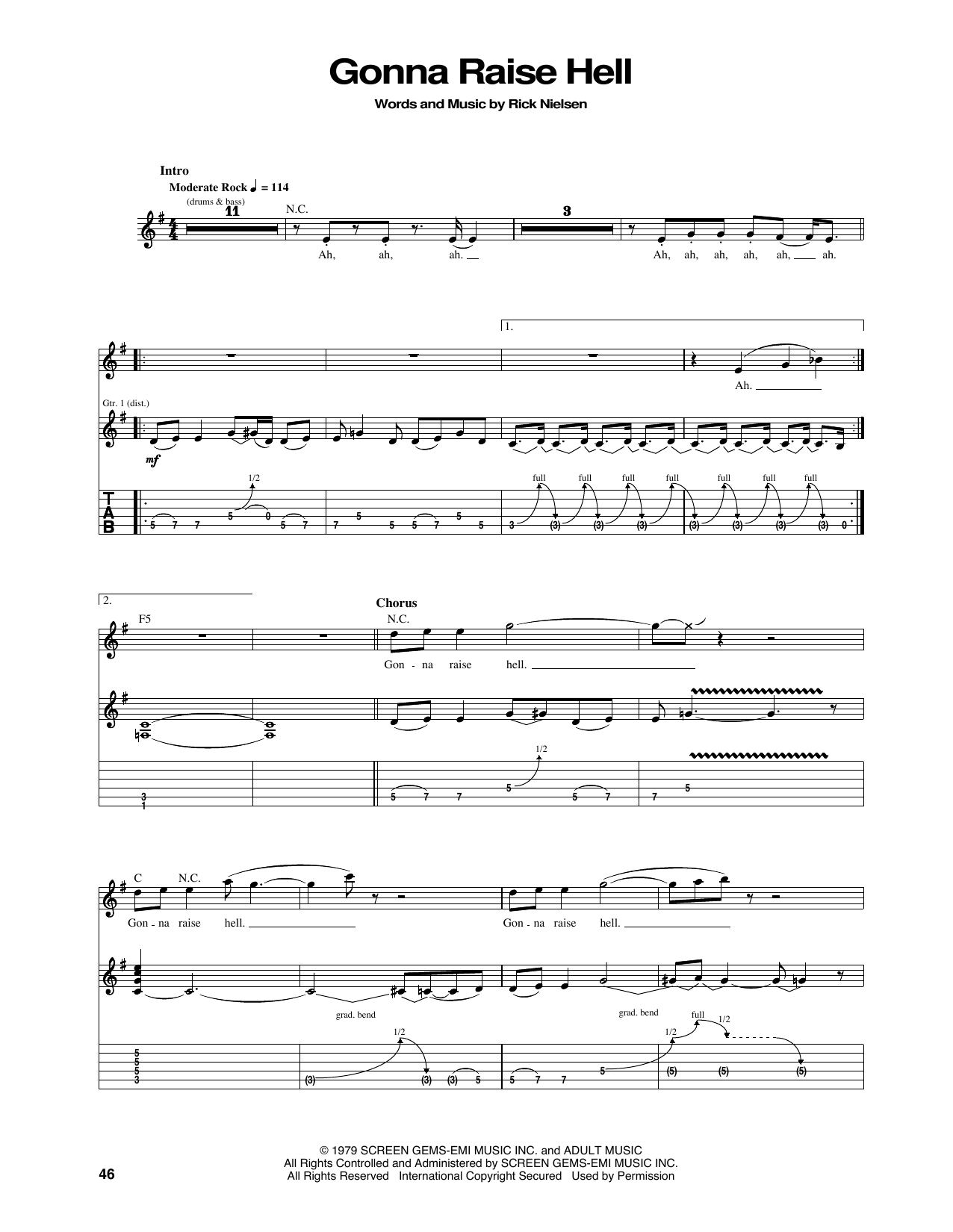 Download Cheap Trick Gonna Raise Hell Sheet Music and learn how to play Guitar Tab PDF digital score in minutes