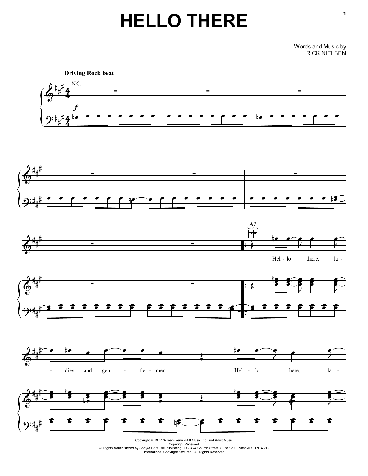 Download Cheap Trick Hello There Sheet Music and learn how to play Piano, Vocal & Guitar (Right-Hand Melody) PDF digital score in minutes