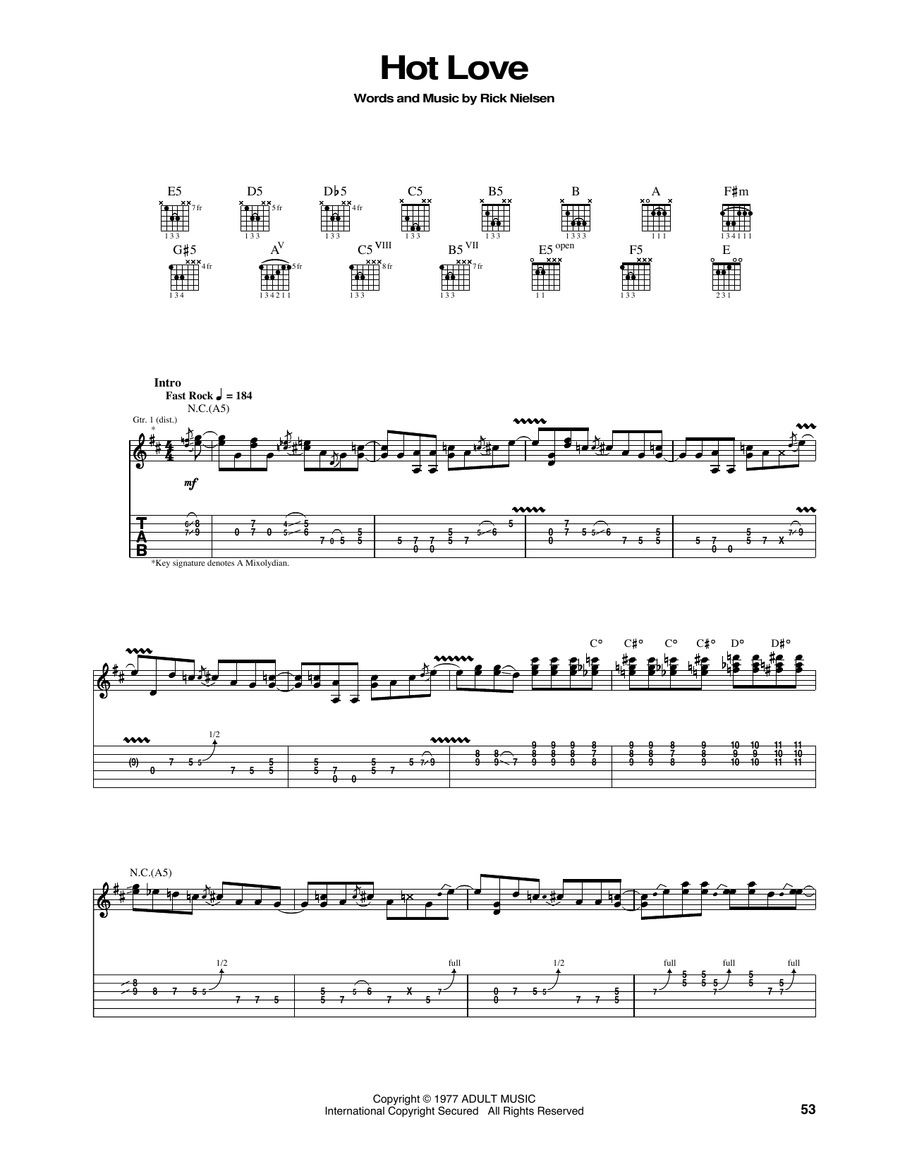 Download Cheap Trick Hot Love Sheet Music and learn how to play Guitar Tab PDF digital score in minutes