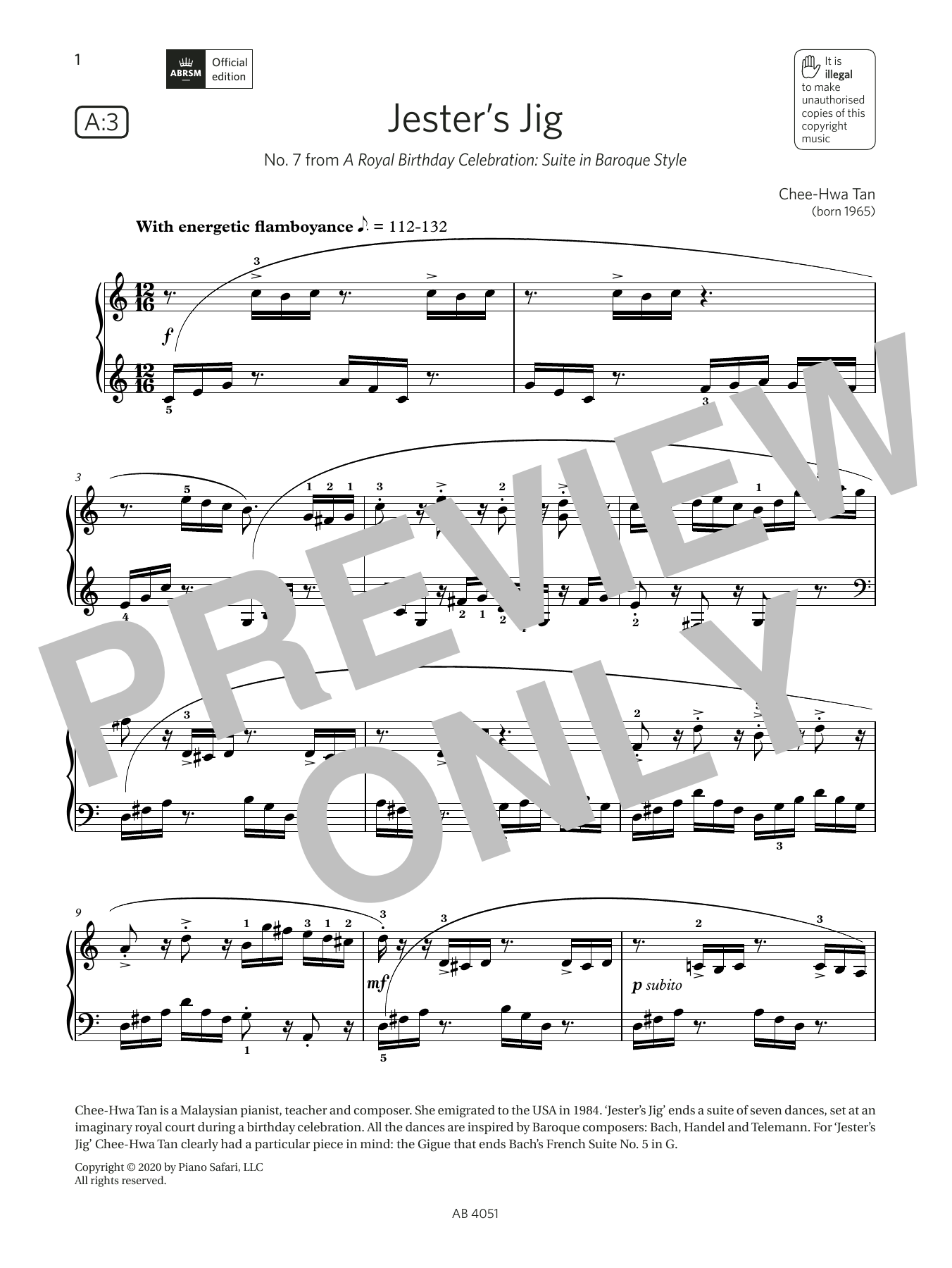 Download Chee-Hwa Tan Jester's Jig (Grade 5, list A3, from the ABRSM Piano Syllabus 2023 & 2024) Sheet Music and learn how to play Piano Solo PDF digital score in minutes