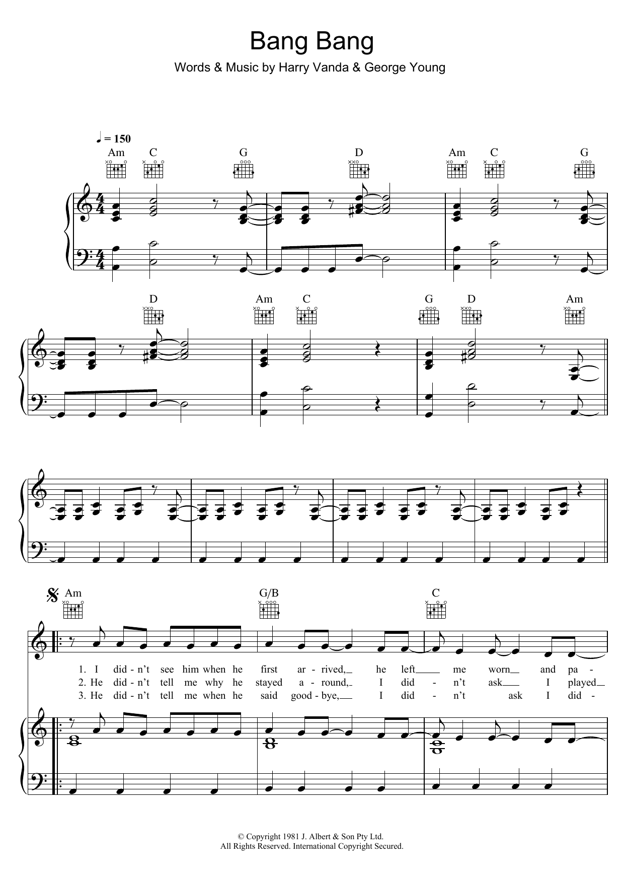 Download Cheetah Bang Bang Sheet Music and learn how to play Piano, Vocal & Guitar (Right-Hand Melody) PDF digital score in minutes