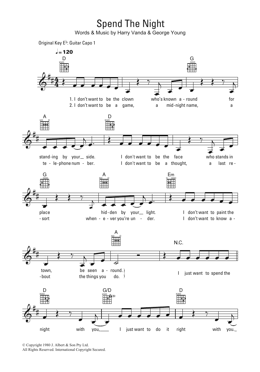 Download Cheetah Spend The Night Sheet Music and learn how to play Melody Line, Lyrics & Chords PDF digital score in minutes