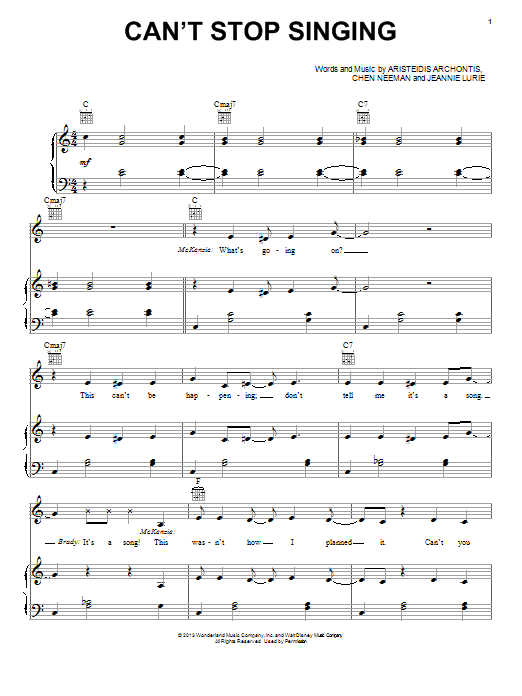 Download Ross Lynch Can't Stop Singing (from Teen Beach Movie) Sheet Music and learn how to play Piano, Vocal & Guitar (Right-Hand Melody) PDF digital score in minutes