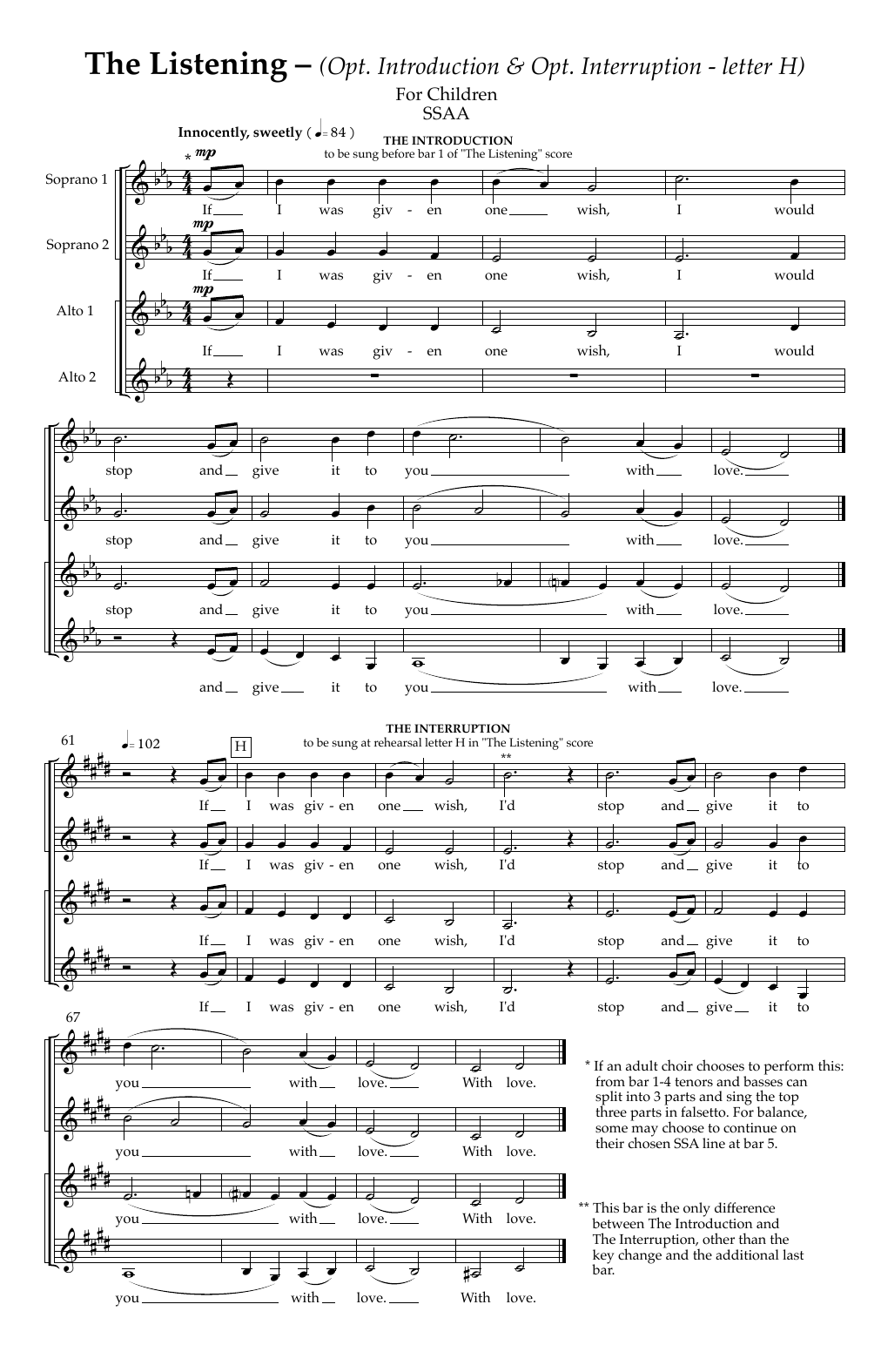 Download Cheryl Engelhardt The Listening Sheet Music and learn how to play SSATB Choir PDF digital score in minutes