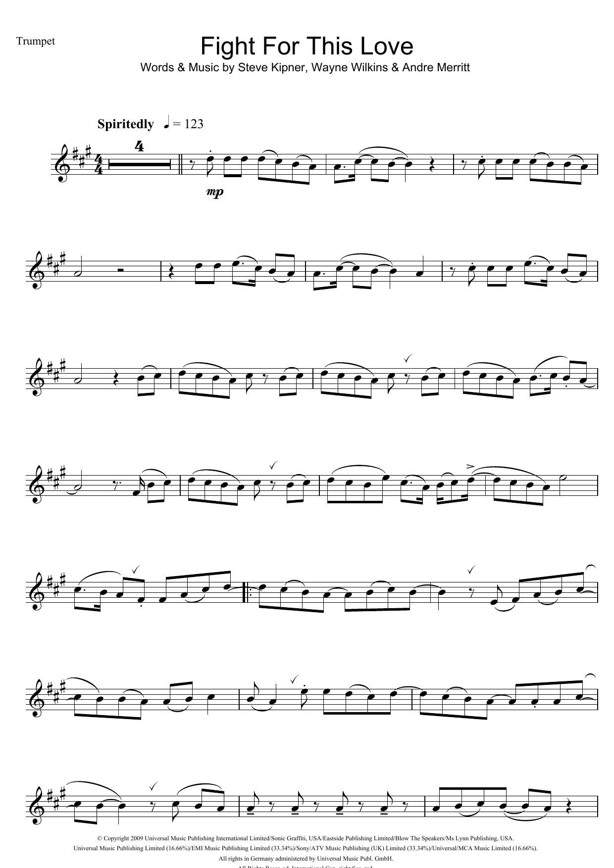 Download Cheryl Fight For This Love Sheet Music and learn how to play Trumpet PDF digital score in minutes
