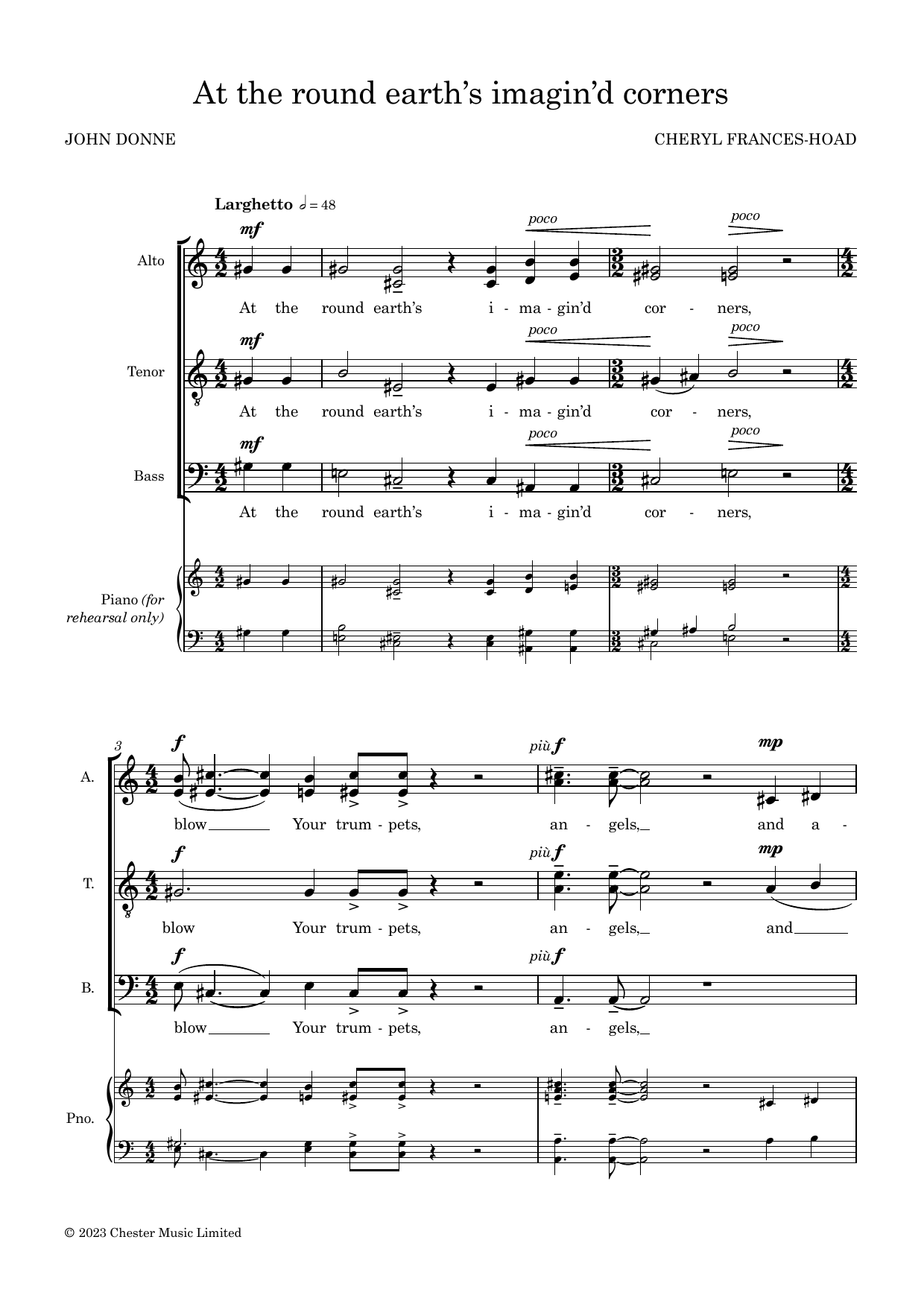 Download Cheryl Frances-Hoad At the round earth's imagin'd corners Sheet Music and learn how to play Choir PDF digital score in minutes