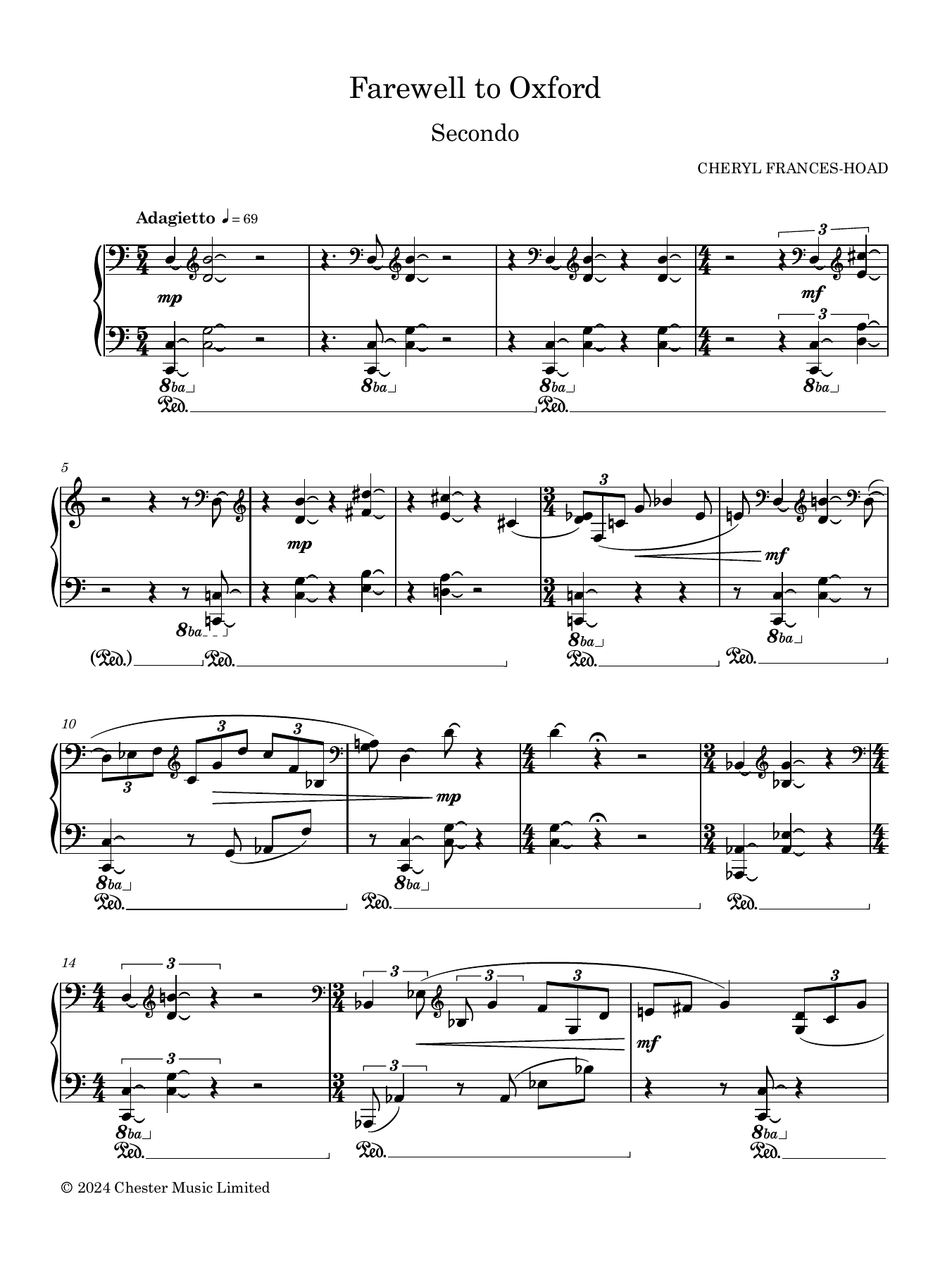 Download Cheryl Frances-Hoad Farewell to Oxford Sheet Music and learn how to play Piano Duet PDF digital score in minutes