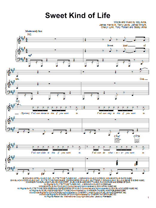 Download Cheryl Lynn Sweet Kind Of Life (from Shark Tale) Sheet Music and learn how to play Piano, Vocal & Guitar (Right-Hand Melody) PDF digital score in minutes