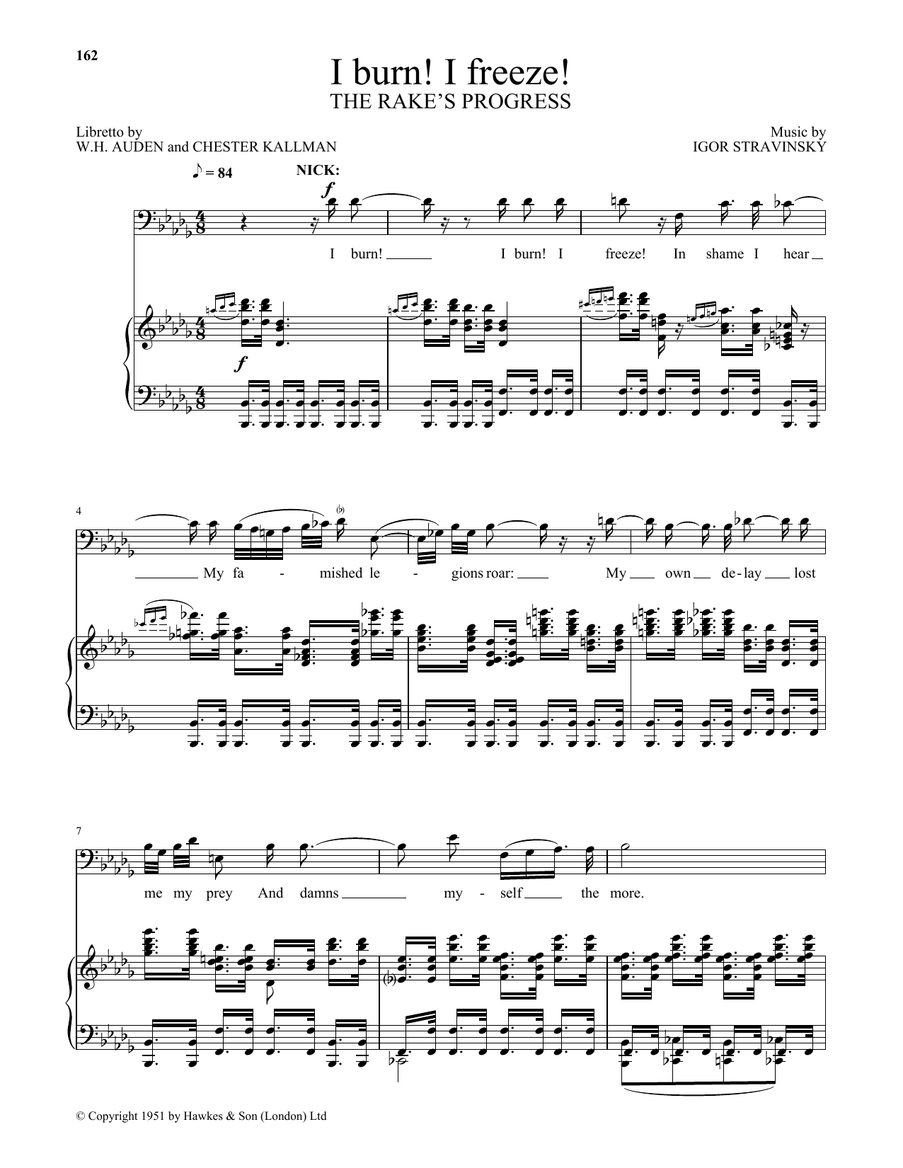 Download Chester Kallman I Burn! I Freeze! Sheet Music and learn how to play Piano & Vocal PDF digital score in minutes