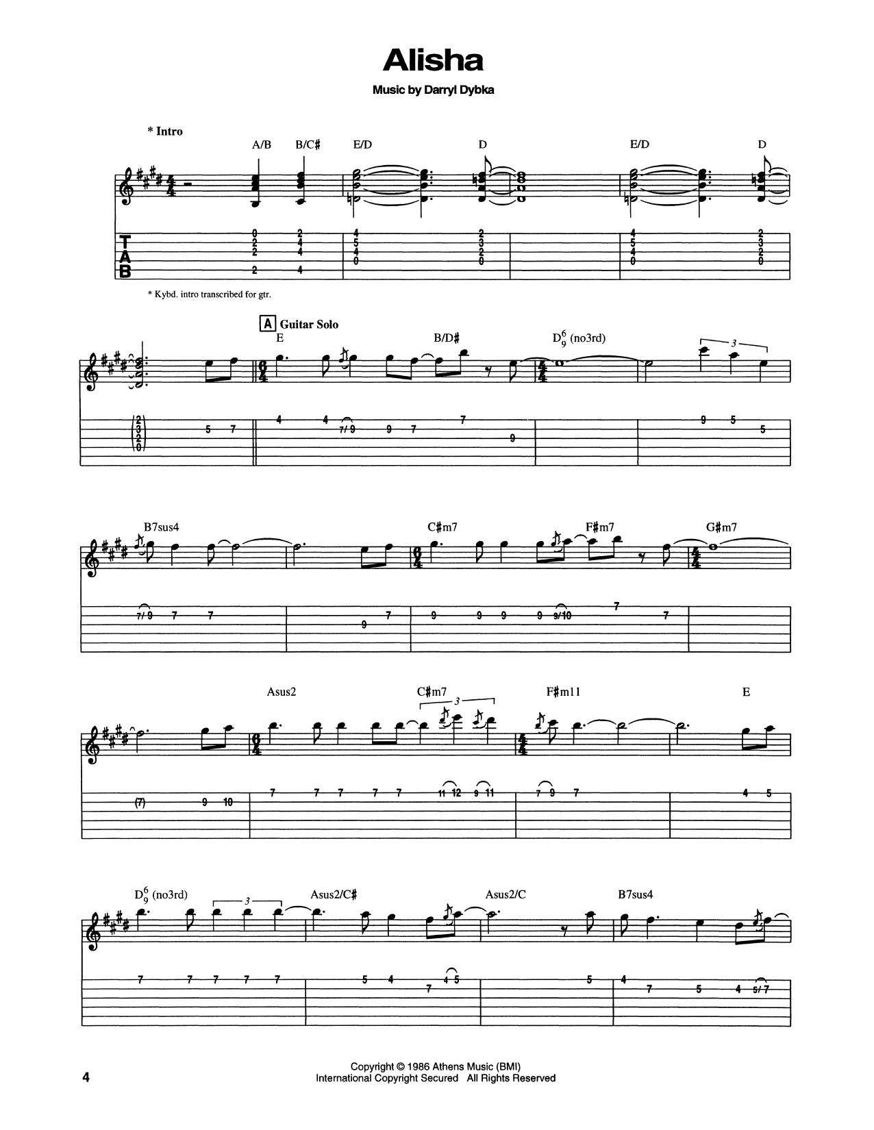 Download Chet Atkins Alisha Sheet Music and learn how to play Guitar Tab PDF digital score in minutes