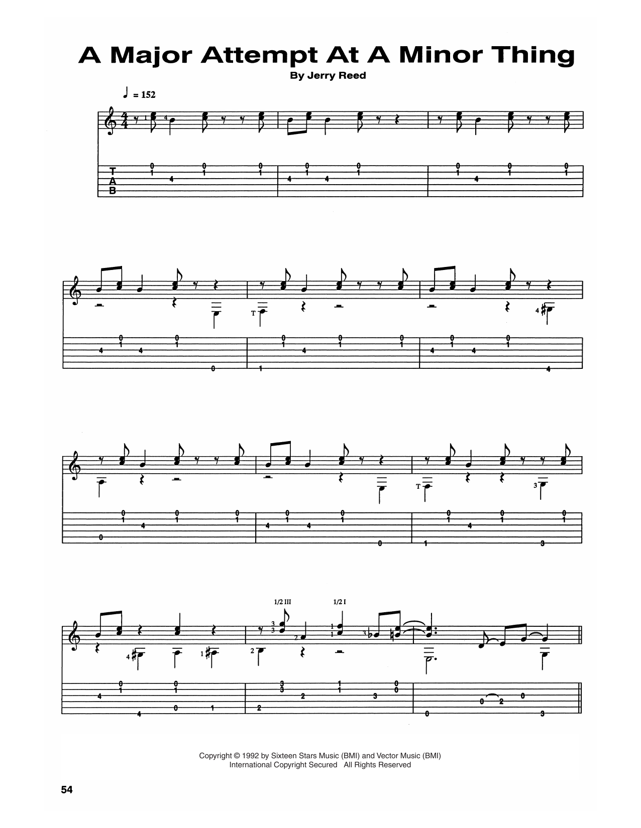 Download Chet Atkins and Jerry Reed A Major Attempt At A Minor Thing Sheet Music and learn how to play Guitar Tab PDF digital score in minutes