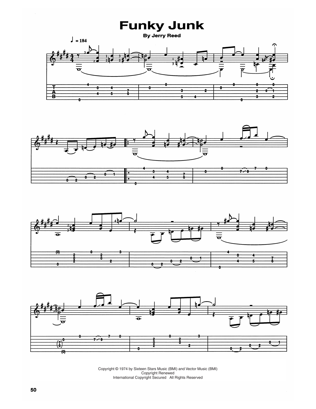 Download Chet Atkins and Jerry Reed Funky Junk Sheet Music and learn how to play Guitar Tab PDF digital score in minutes