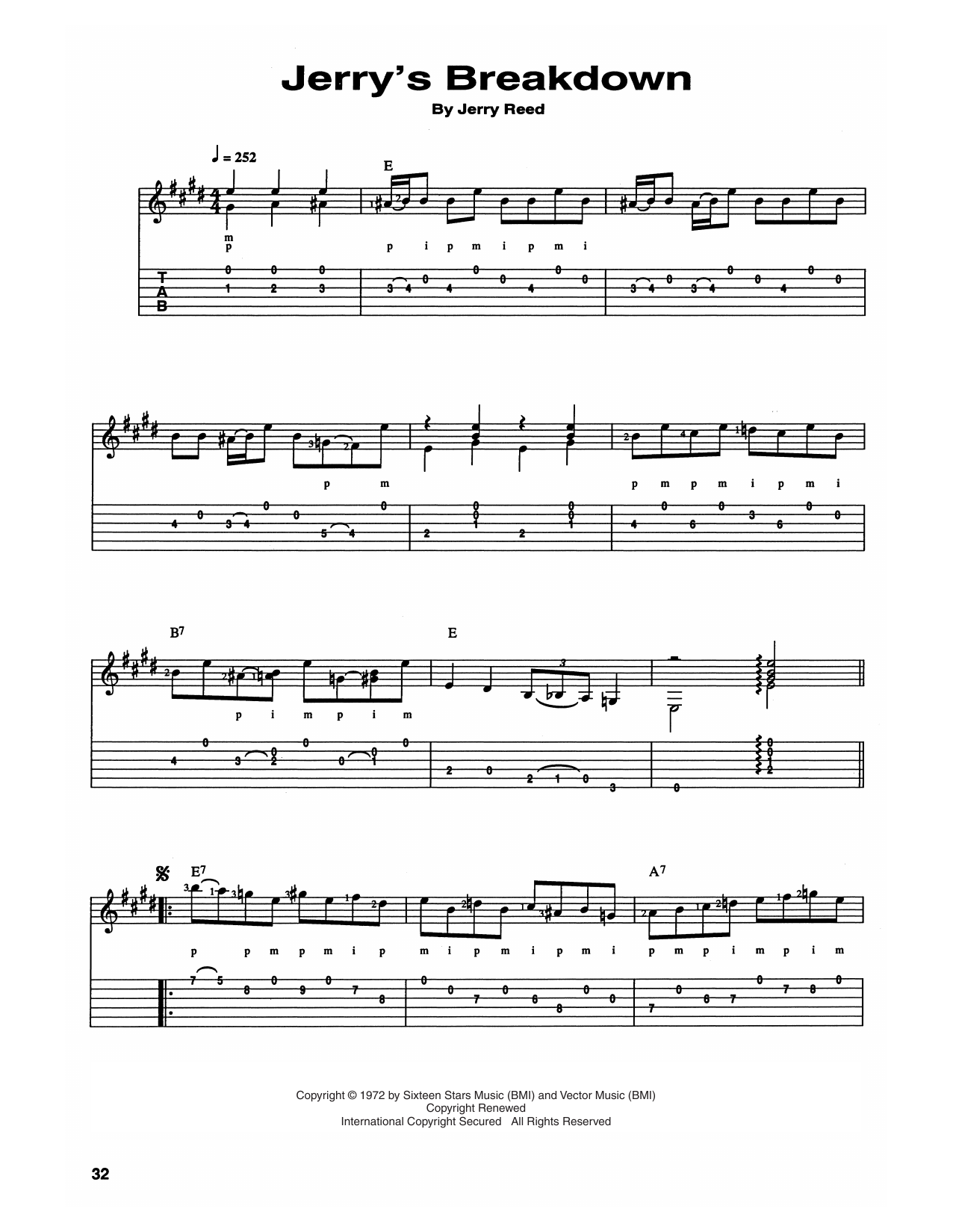 Download Chet Atkins and Jerry Reed Jerry's Breakdown Sheet Music and learn how to play Guitar Tab PDF digital score in minutes