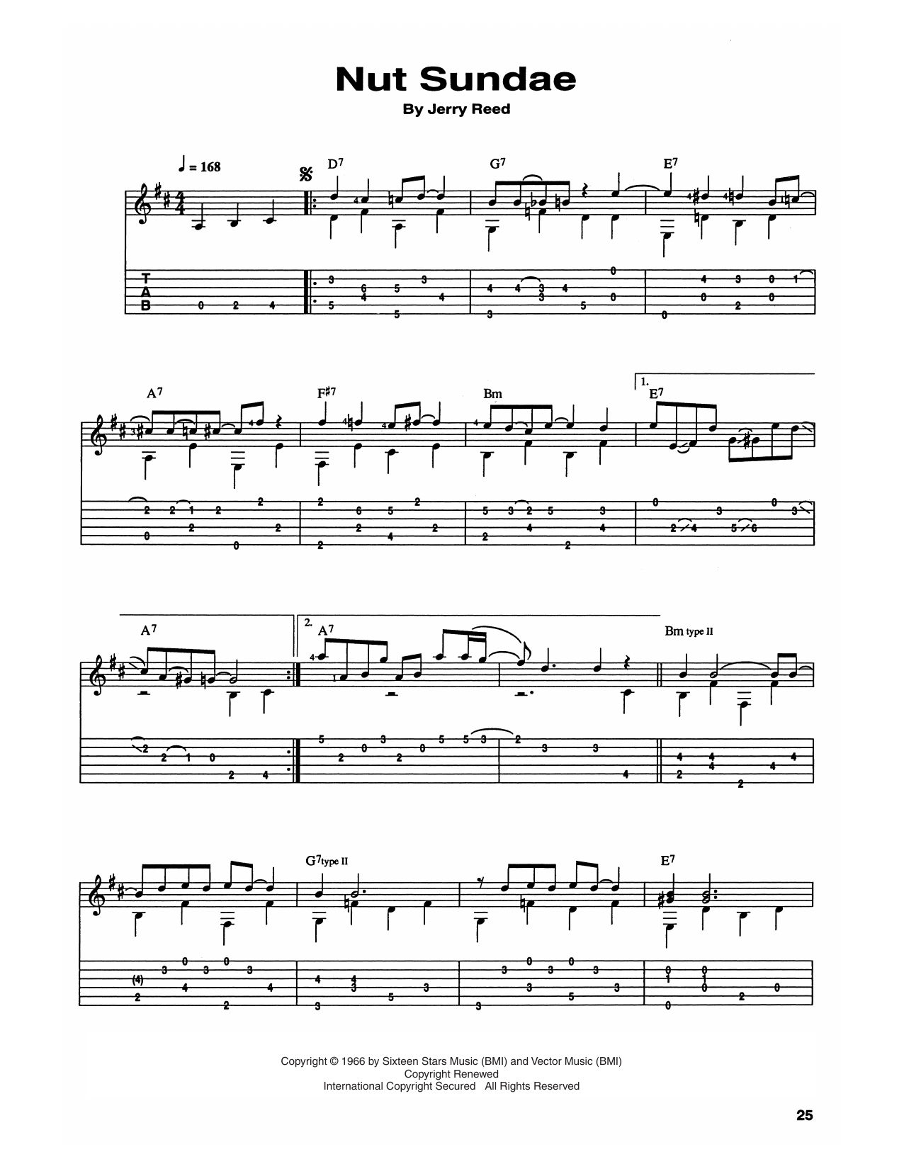 Download Chet Atkins and Jerry Reed Nut Sundae Sheet Music and learn how to play Guitar Tab PDF digital score in minutes