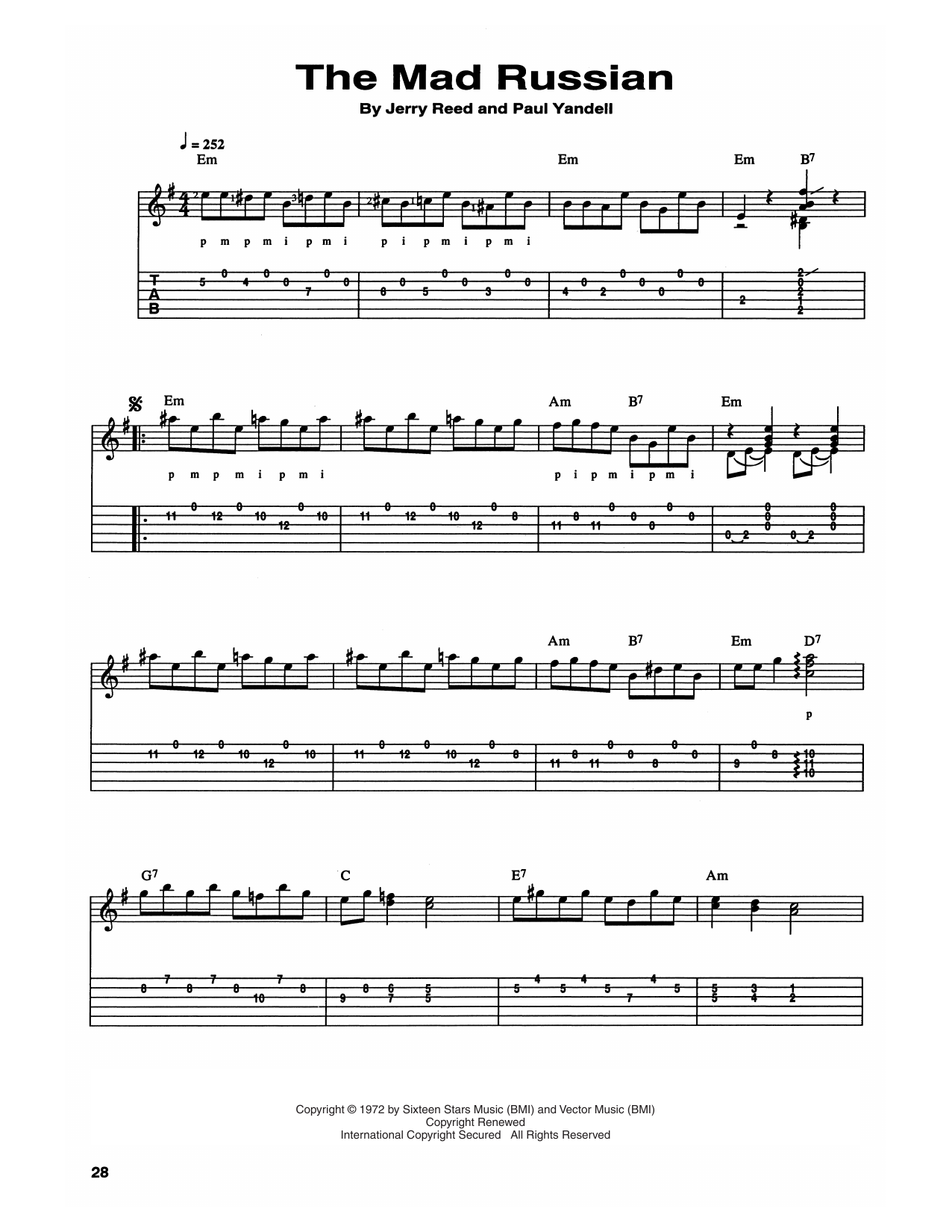 Download Chet Atkins and Jerry Reed The Mad Russian Sheet Music and learn how to play Guitar Tab PDF digital score in minutes