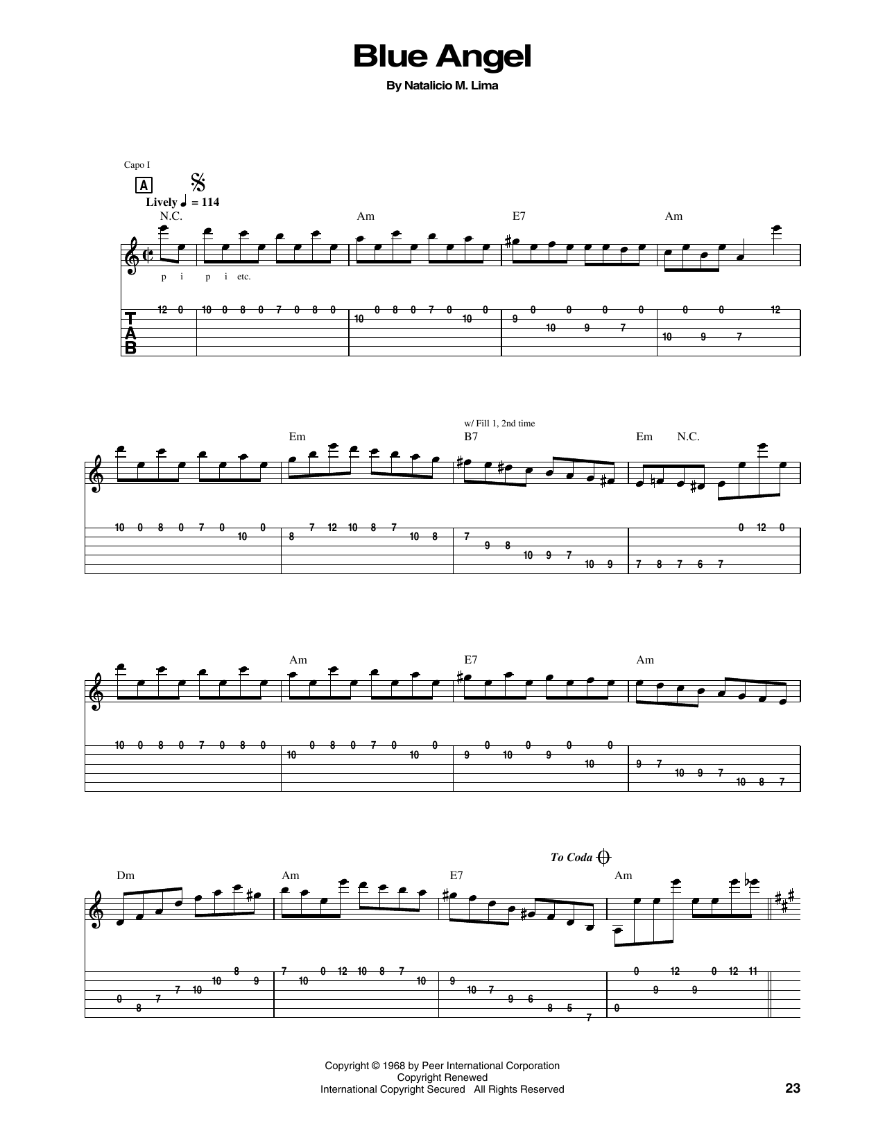 Download Chet Atkins Blue Angel Sheet Music and learn how to play Guitar Tab PDF digital score in minutes