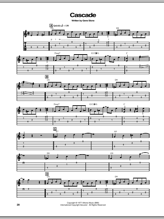Download Chet Atkins Cascade Sheet Music and learn how to play Guitar Tab PDF digital score in minutes