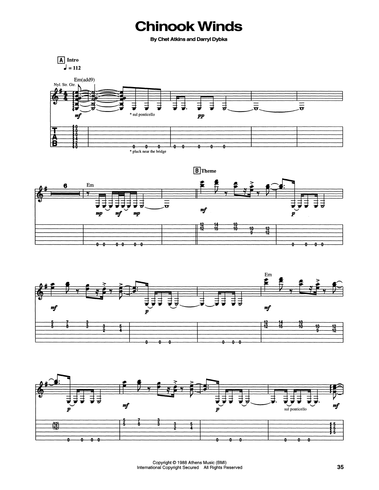 Download Chet Atkins Chinhook Winds Sheet Music and learn how to play Guitar Tab PDF digital score in minutes