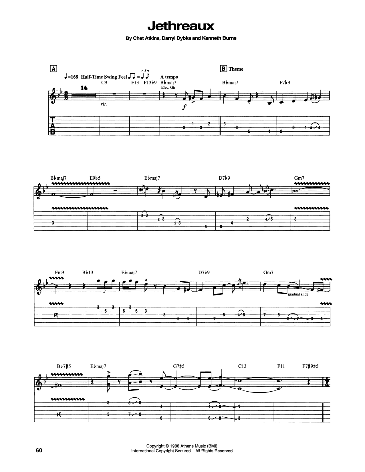 Download Chet Atkins Jethreaux Sheet Music and learn how to play Guitar Tab PDF digital score in minutes