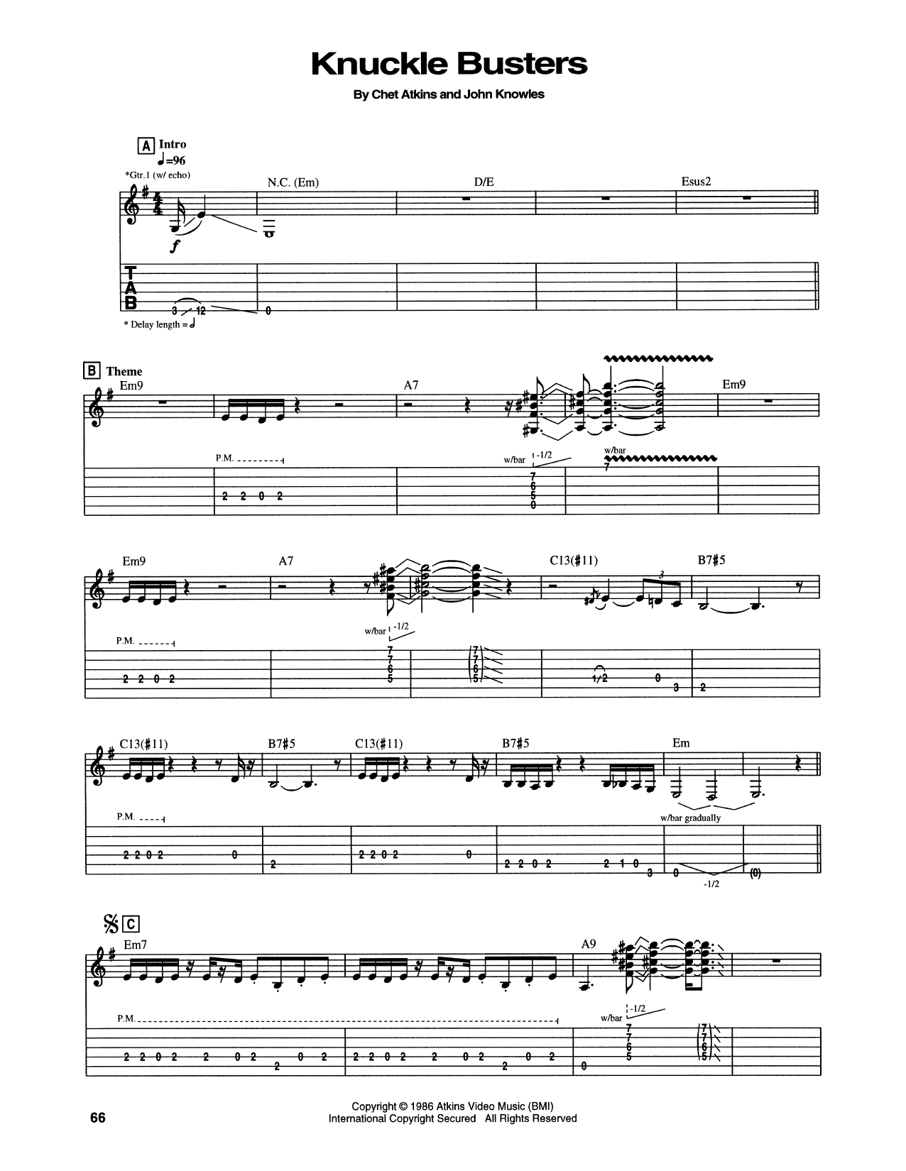 Download Chet Atkins Knucklebuster Sheet Music and learn how to play Guitar Tab PDF digital score in minutes