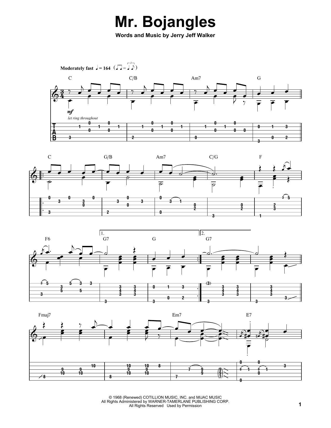 Download Chet Atkins Mr. Bojangles Sheet Music and learn how to play Guitar Tab Play-Along PDF digital score in minutes