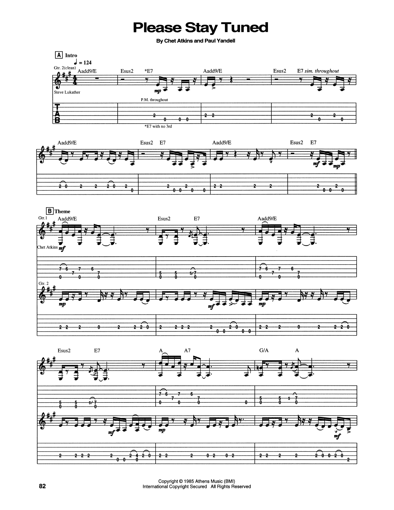 Download Chet Atkins Please Stay Tuned Sheet Music and learn how to play Guitar Tab PDF digital score in minutes