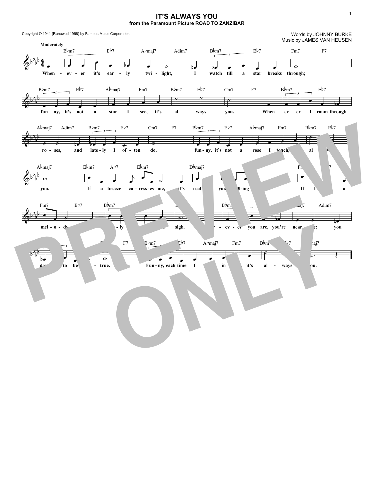 Download Chet Baker It's Always You Sheet Music and learn how to play Lead Sheet / Fake Book PDF digital score in minutes