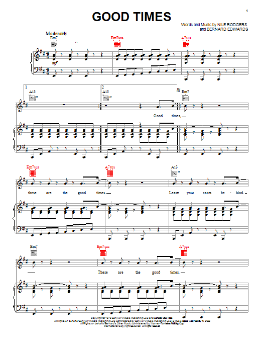 Download Chic Good Times Sheet Music and learn how to play Guitar Tab PDF digital score in minutes
